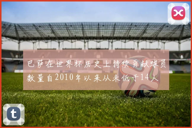 巴萨在世界杯历史上持续贡献球员数量自2010年以来从未低于14人